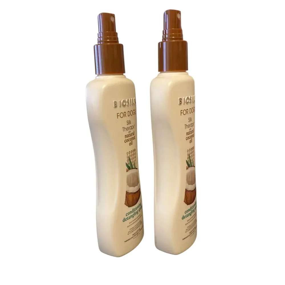 SET of TWO Biosilk for dogs - Silk Therapy Conditioning detangling Spray 7 Oz.